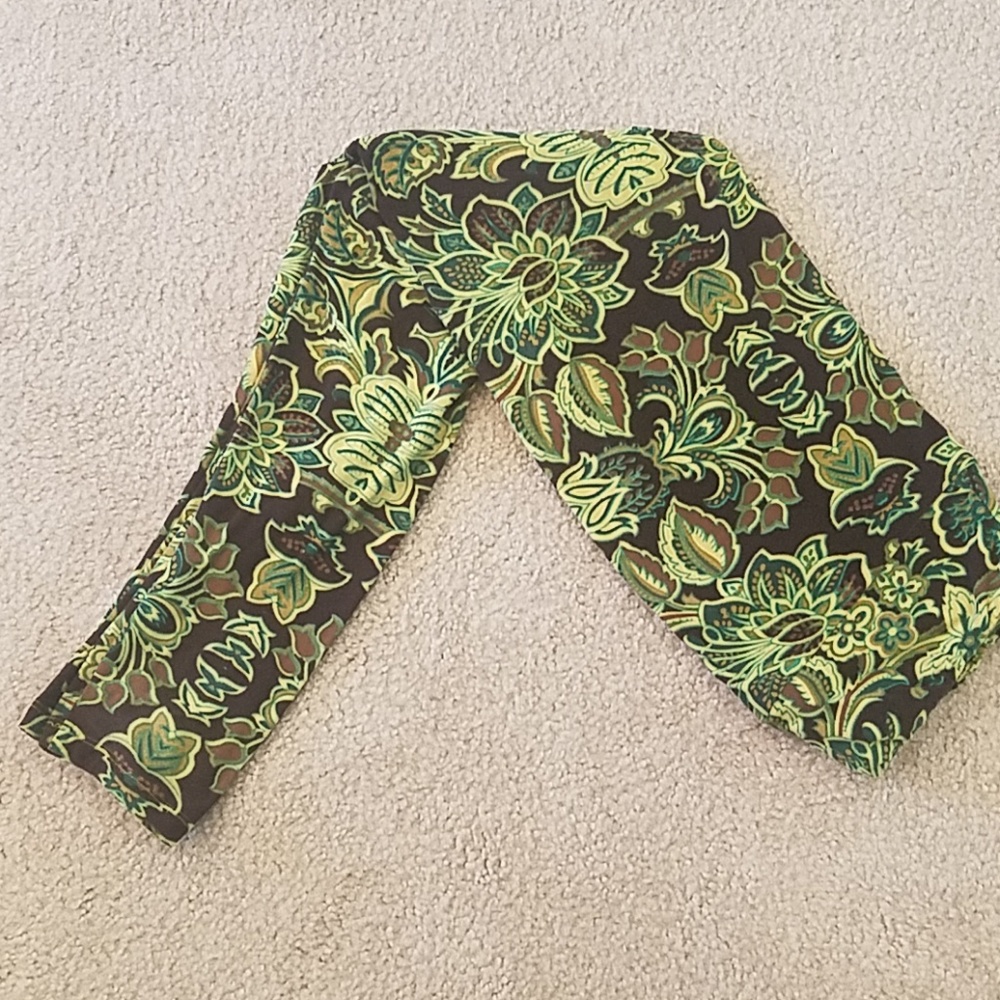 LuLaRoe TC Brown & Green Floral Leggings